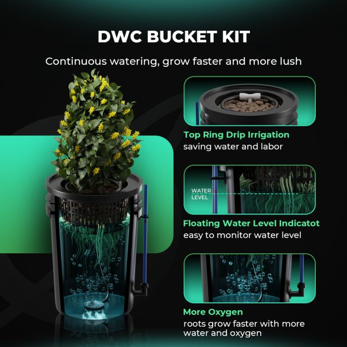 DWC Hydroponic System Kit with 2 Buckets | Mars Hydro